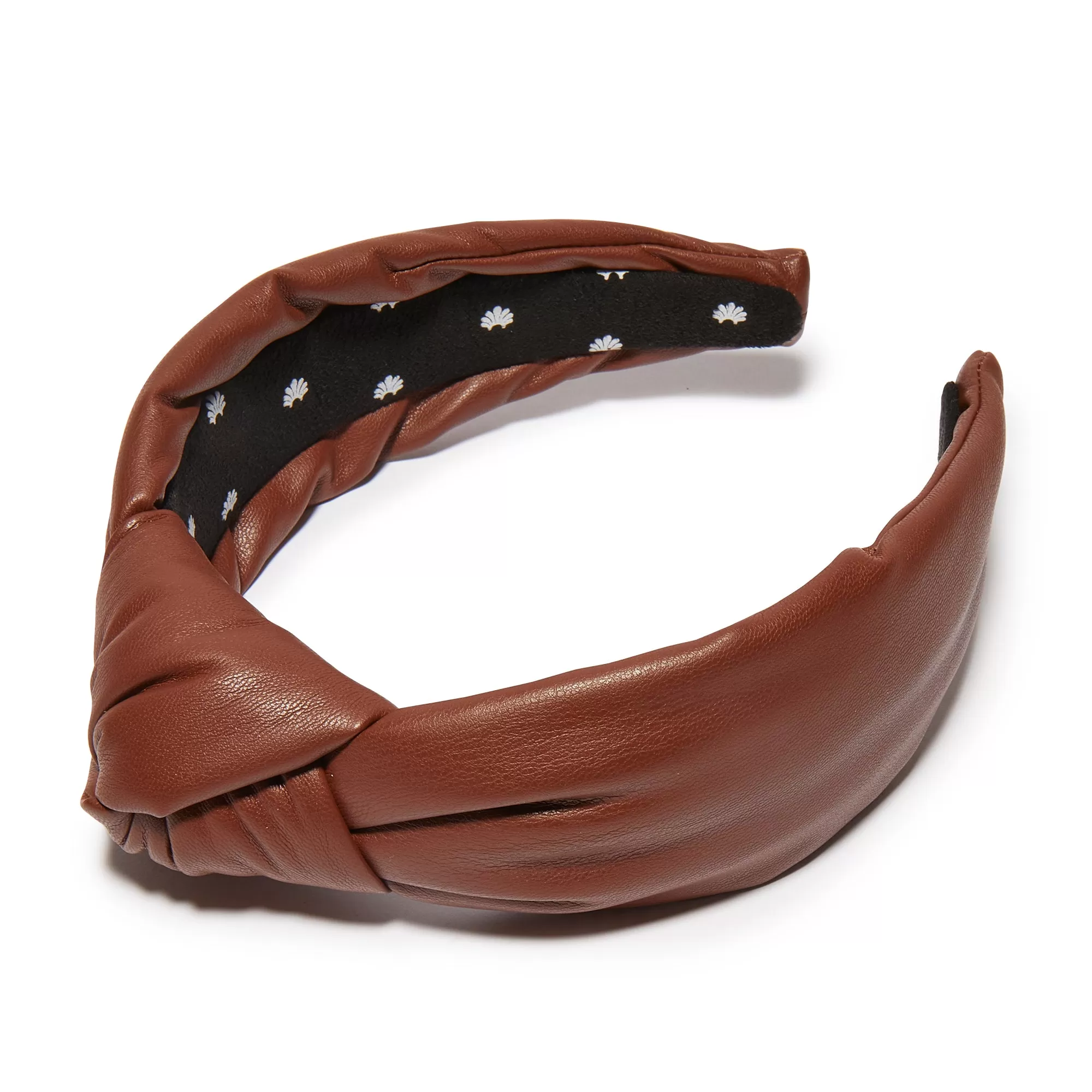 WALNUT FAUX LEATHER KNOTTED HEADBAND