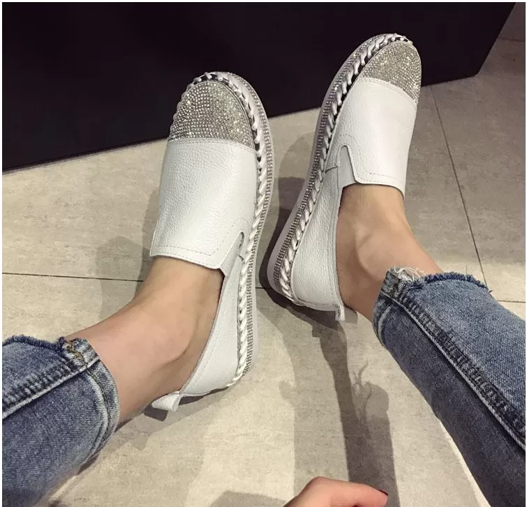 Women Genuine Leather Creepers Flats