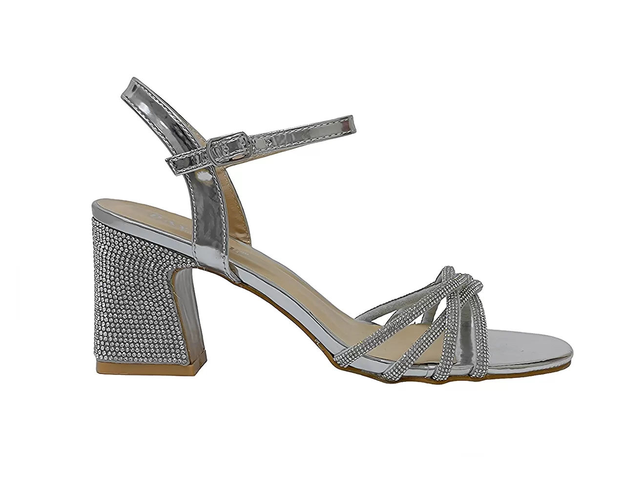 Women's Crossover Diamante Strappy Ankle Strap Shoes